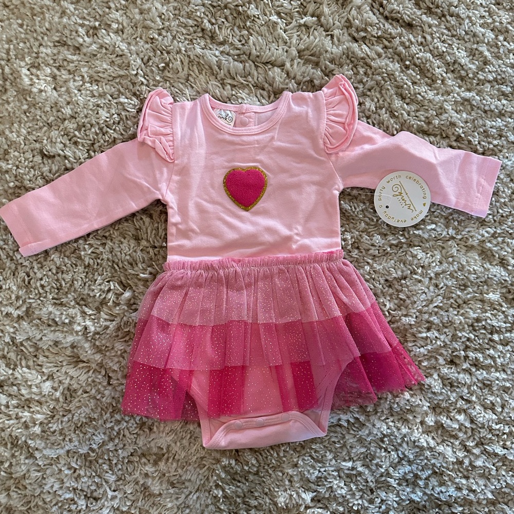 Pink Long Sleeve Baby Dress with Heart